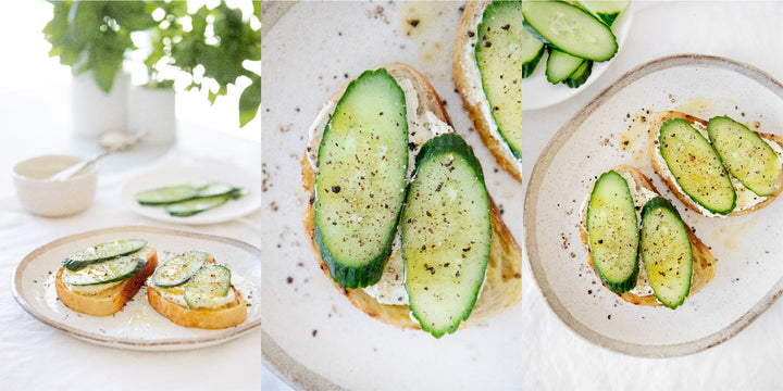 Sourdough with goat's cheese & cucumber