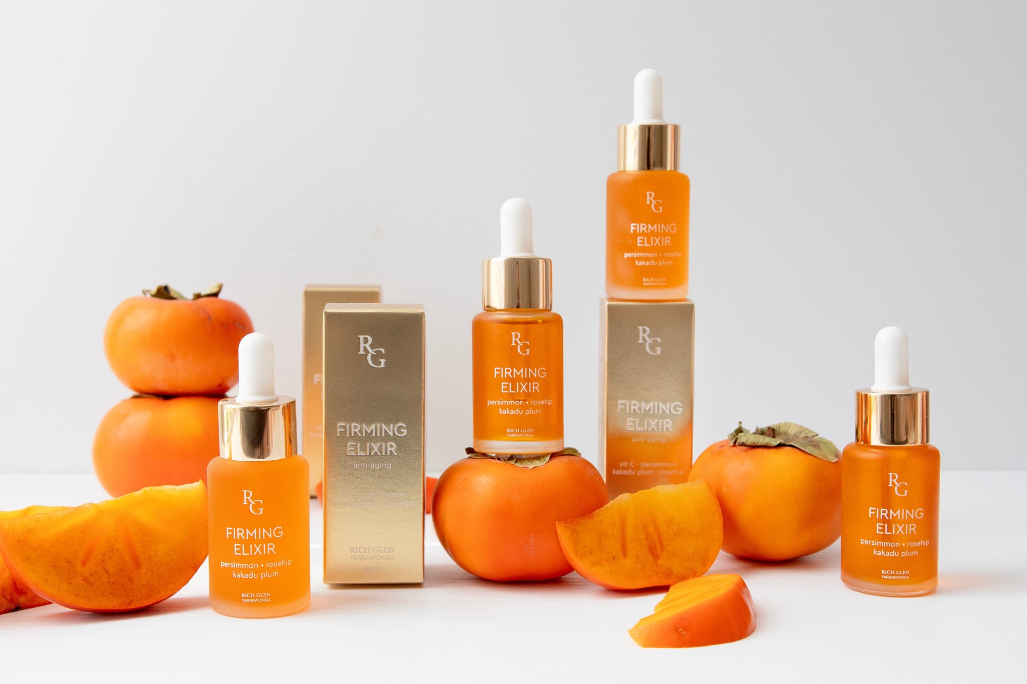 Some of Rich Glen's range of Australian-made, natural olive oil infused skincare products on a table