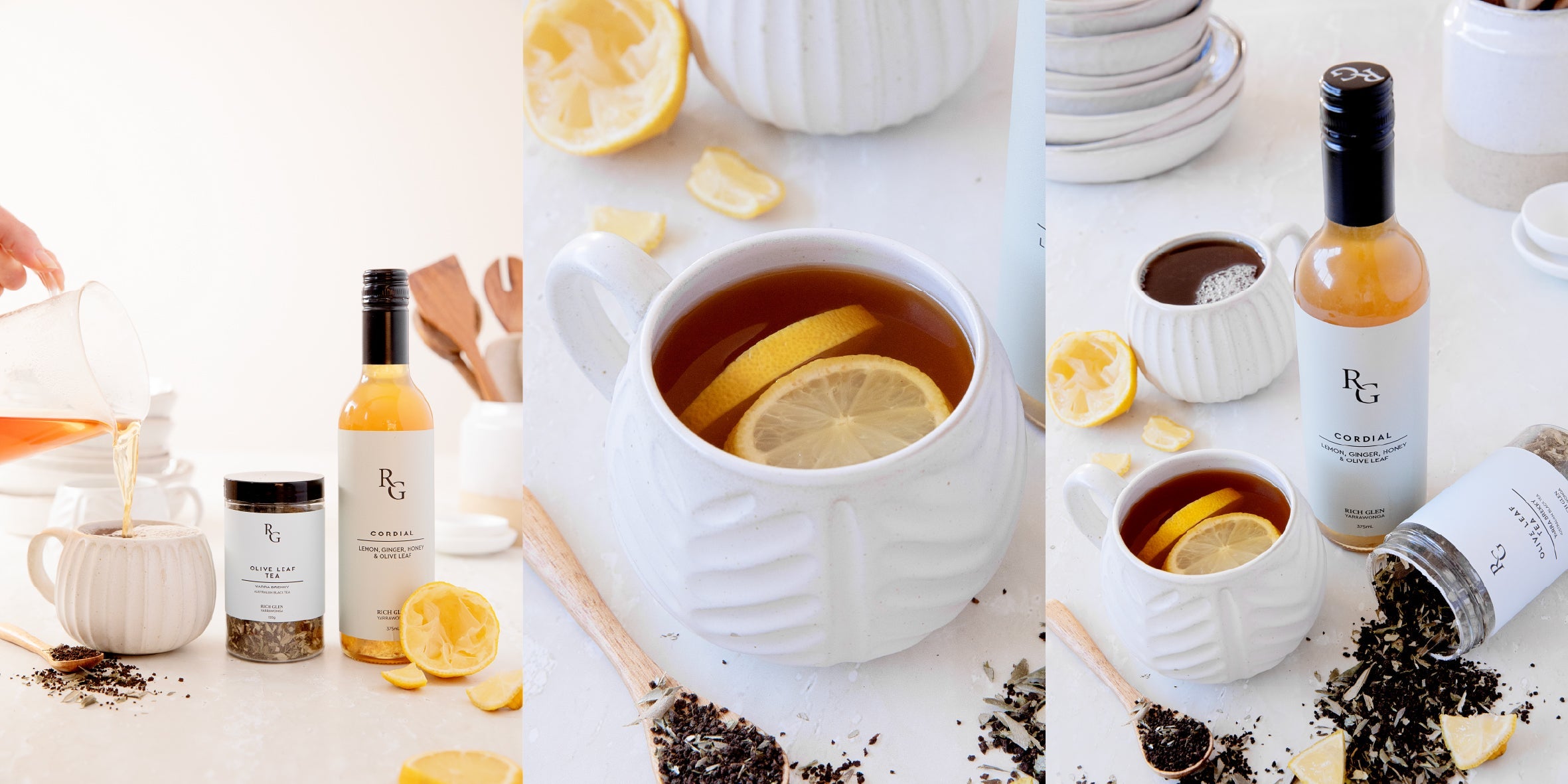 Hot Immune Elixir: Lemon Olive Blossom, honey & Ginger – Rich Glen
