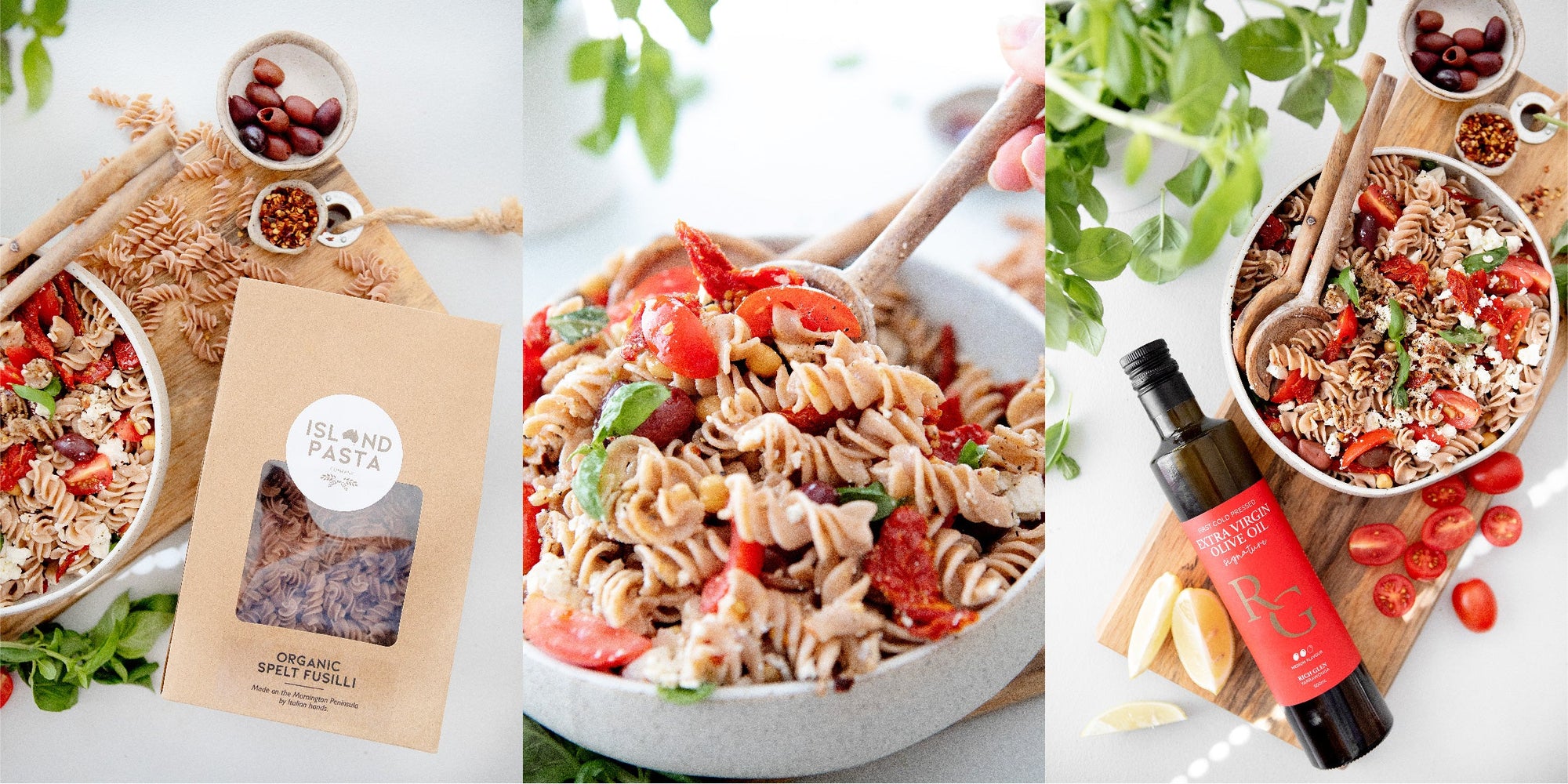 Mediterranean Spelt Fusilli Salad