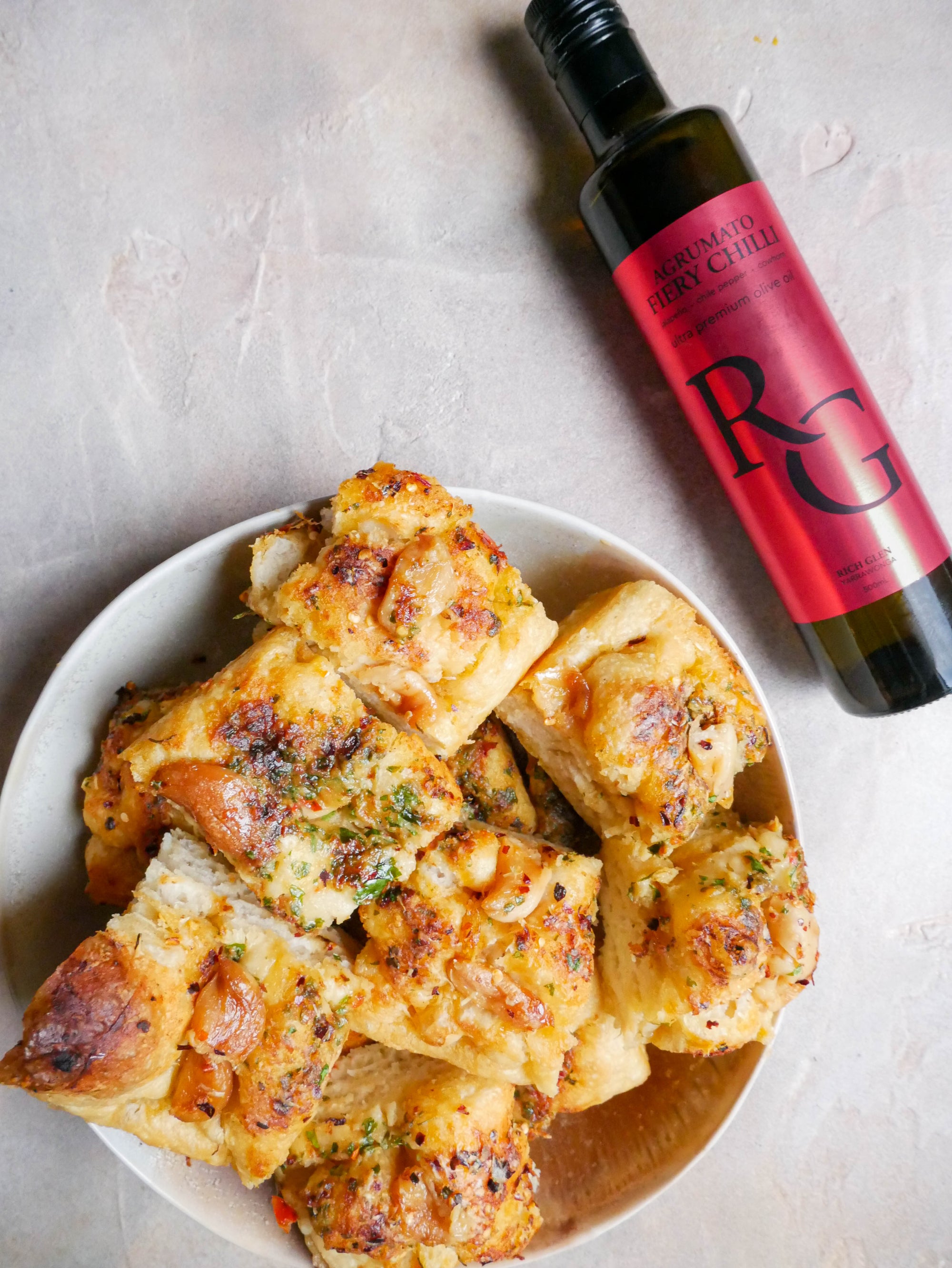 Spicy Garlic Confit Butter Focaccia
