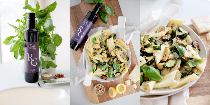 Pasta with garlic zucchini, chilli & parmesan