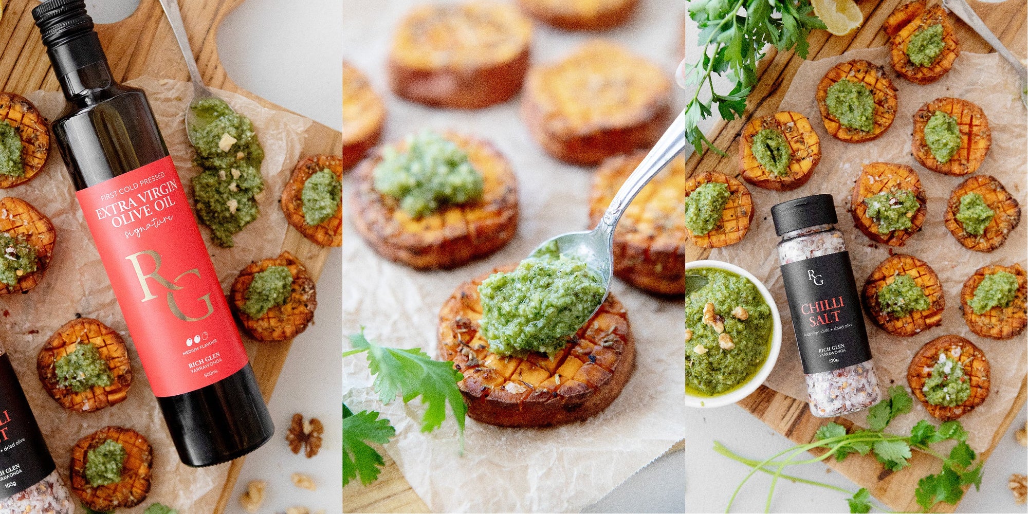 Sweet Potato Rounds w/ Walnut Pesto